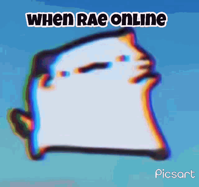 a cartoon cat with the words when rae online on it