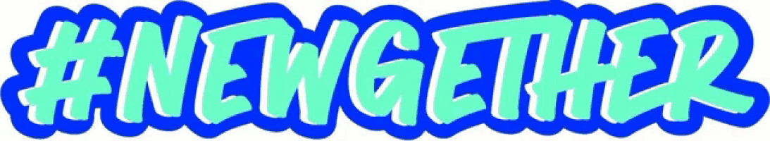 the word #newtogether is written in blue and green
