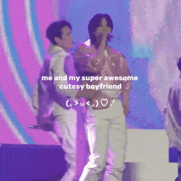 a purple background with the words me and my super awesome cutest boyfriend