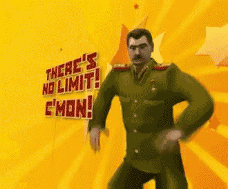 a man is dancing in front of a sign that says there 's no limit e'mon