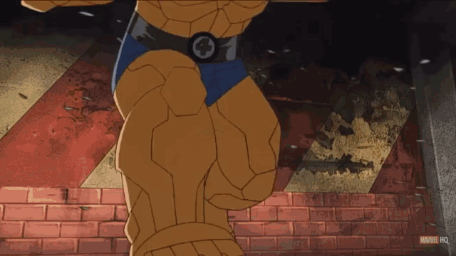 a cartoon of a superhero with a marvel logo on the bottom right