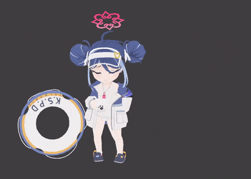 a cartoon character holding a life preserver that says k.s.p.d.