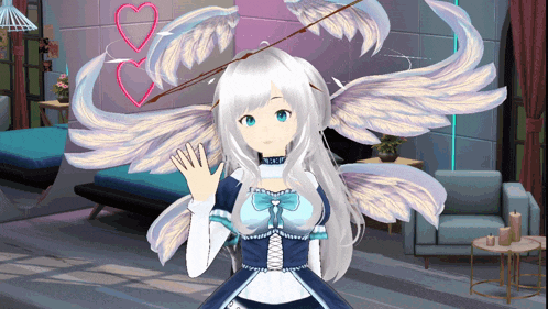 a girl with wings and a bow and arrow on her head