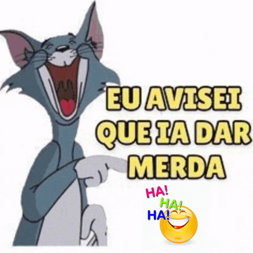 a tom and jerry sticker that says eu avisei que ia dar merda on it