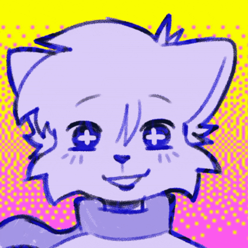 a drawing of a white cat with blue eyes and a turtleneck
