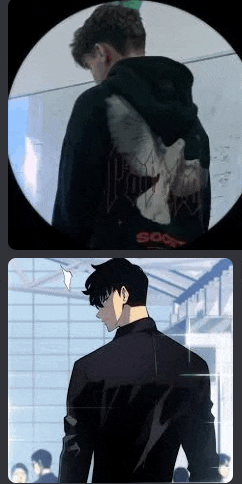 a man wearing a black hoodie with a bird on the back is standing in front of a whiteboard .