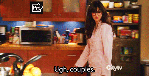 Ew Wat When People Kiss… It Looks Like They’re Eating Each Other’s Chins GIF - New Girl Jess Zooey Deschanel GIFs