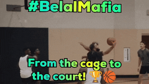 a group of basketball players are playing in a gym and the caption says # belamafia from the cage to the court