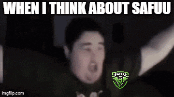 a gif of a man screaming with the words " when i think about safui "