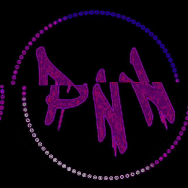 a purple and green image with the letter n visible