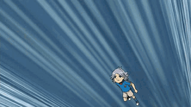 a cartoon character is running in the snow with a snowflake behind him
