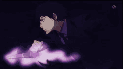 a man in a suit and tie is standing in front of a red background with purple smoke coming out of him .