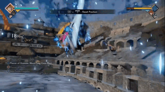 a video game is being played on a computer and a person is fighting another person in a video game .