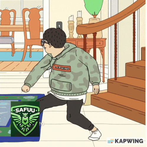 a cartoon of a man with a latrine sweatshirt on