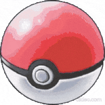 a pixel art drawing of a red pokeball