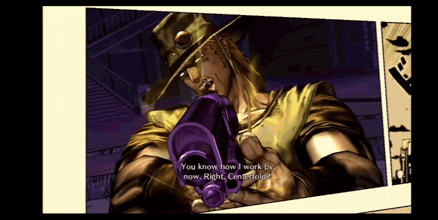 a man in a cowboy hat is holding a gun and says " you know how i work by now right "