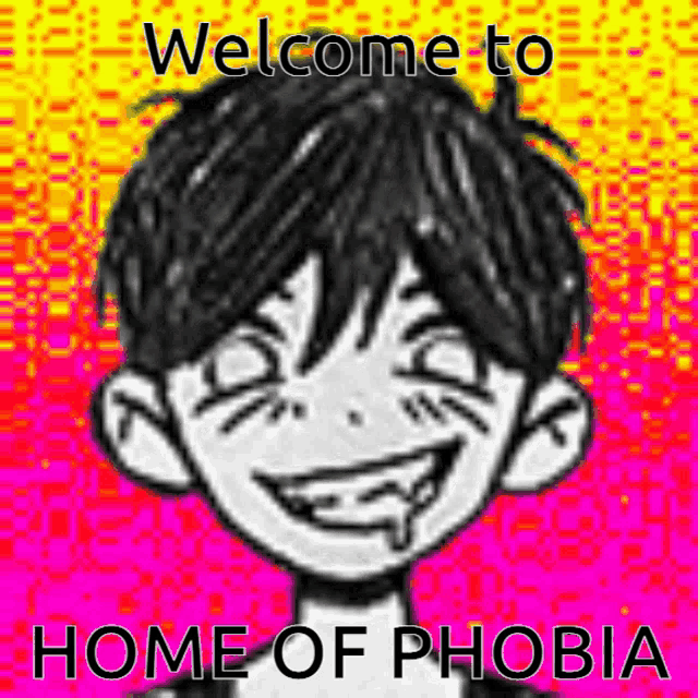 a black and white drawing of a boy with the words welcome to home of phobia
