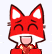 a cartoon fox with a scarf around its neck is laughing and smiling .