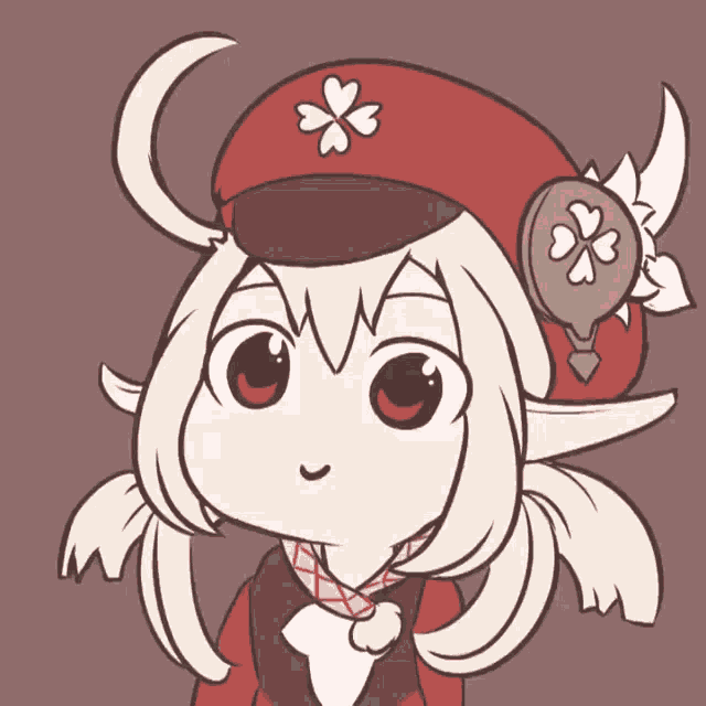 a cartoon drawing of a girl wearing a red hat