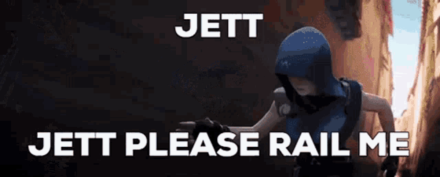 a person in a blue hoodie is pointing at the camera and says jett please rail me