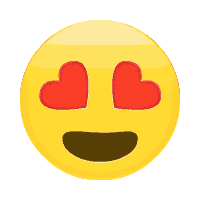 a yellow smiley face with red hearts in his eyes