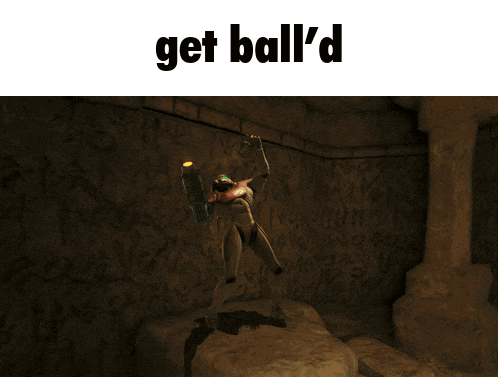 a computer generated image with the words get ball 'd on the top