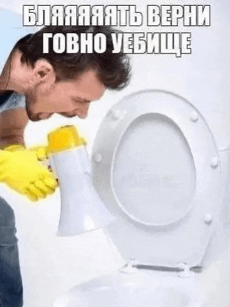 a man is using a megaphone to shout into a toilet bowl .