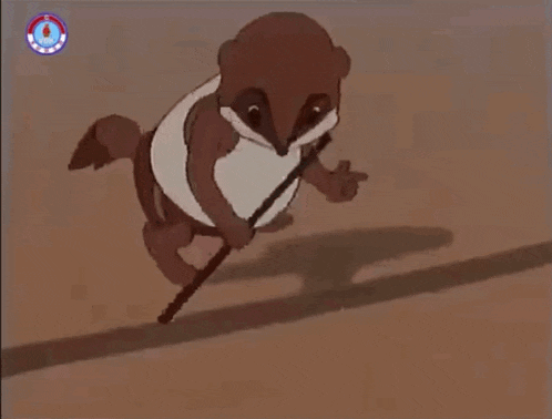 a cartoon of a squirrel holding a stick with the words " четыре " written on the bottom
