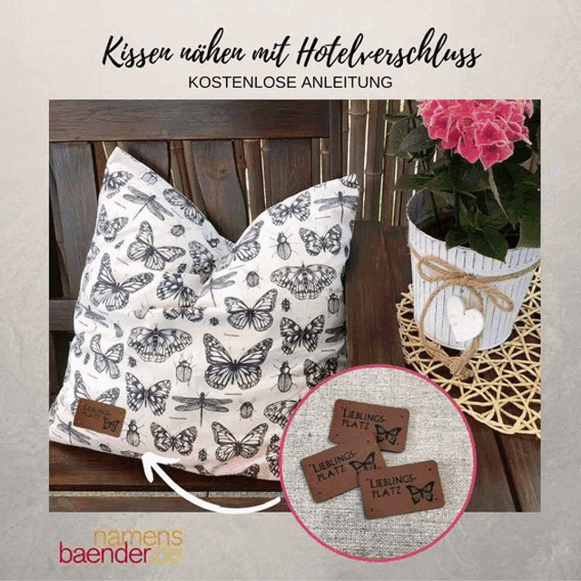 a picture of a pillow with butterflies on it