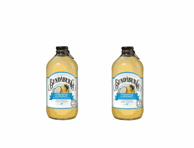 two bottles of bundaberg pineapple and coconut cider