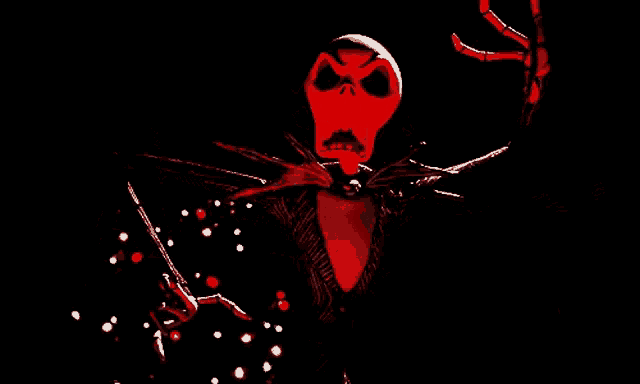 jack skellington from the nightmare before christmas is lit up red