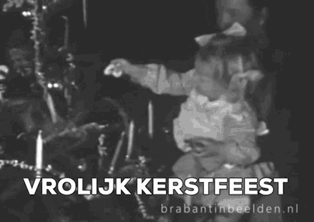 a black and white photo with the words vrolijk kerstfeest on the bottom right
