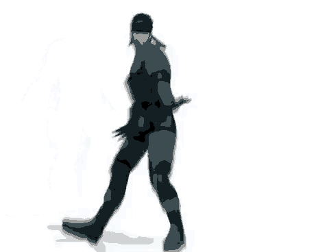 a man in a military uniform is walking on a white surface .