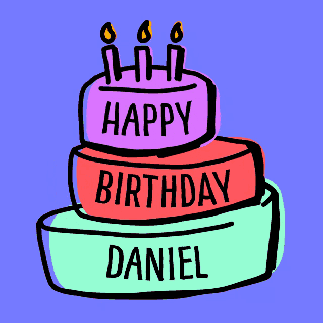 a birthday cake with the name daniel on the bottom
