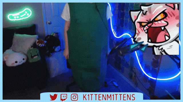 a cartoon of a cat with the words kittenmittens on the bottom right