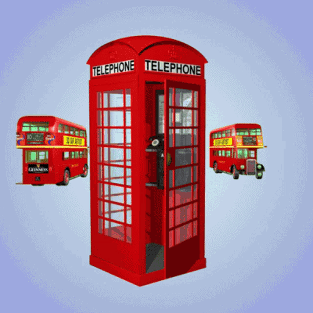 a red double decker bus with 3d gif artist written on the side of it