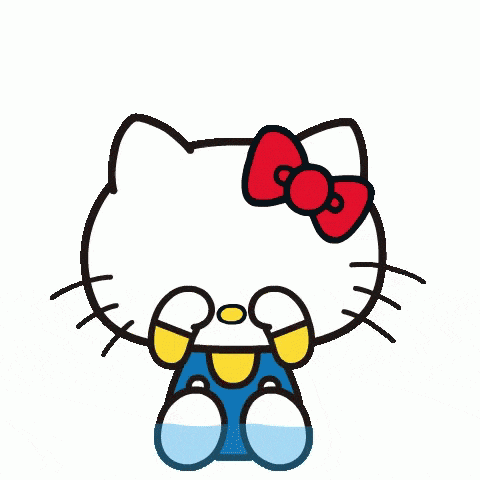 blue hello kitty with a red bow on her head