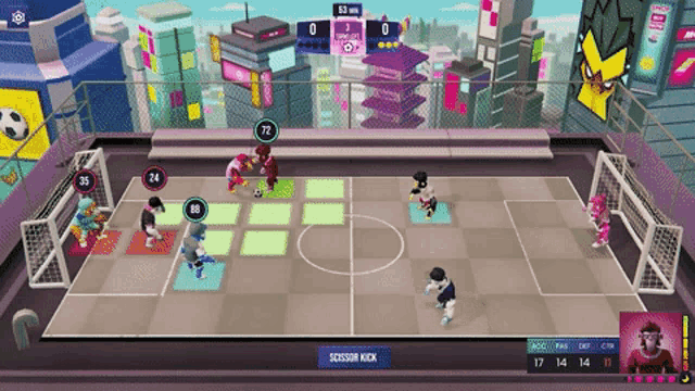 a soccer game is being played with a score of 0-3