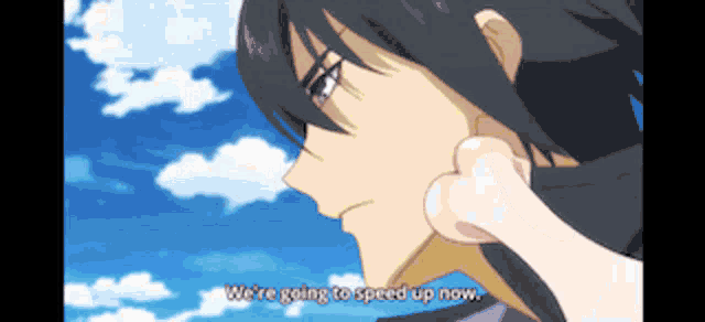 a close up of a man with the words " we 're going to speed up now "