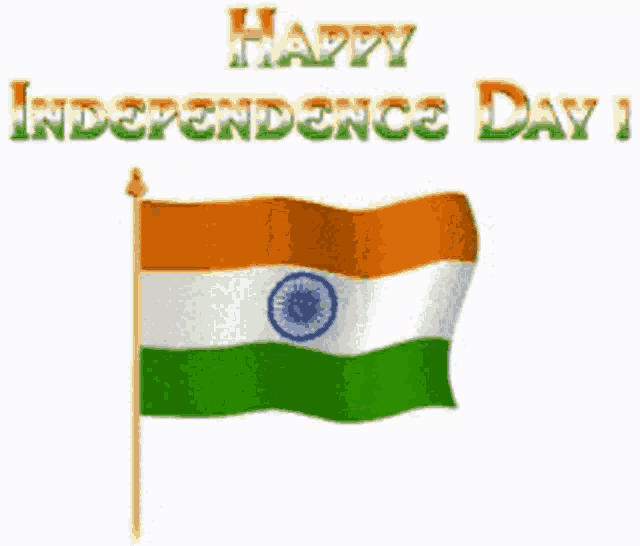 a happy independence day greeting with a flag on a stick
