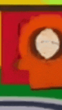 a close up of a cartoon character 's face with a circle in the middle of it .