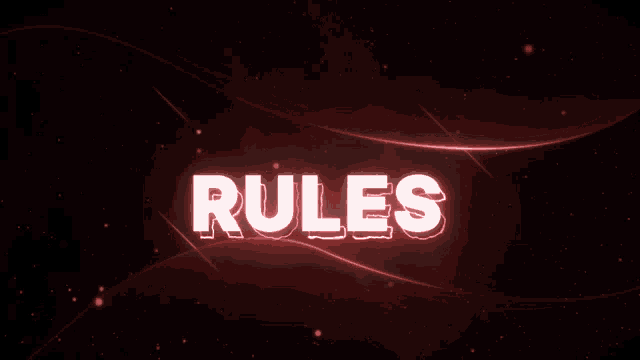the word rules is displayed on a red background