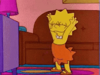 a cartoon of lisa simpson standing in a living room