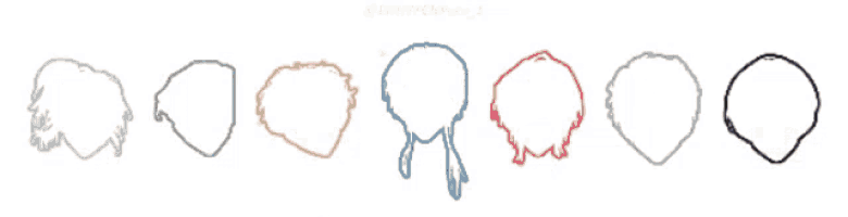 a drawing of a group of people with different hair colors