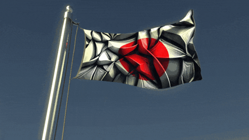 a flag with a red and white circle on it