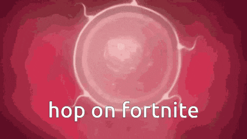 a pink background with the words hop on fortnite written on it