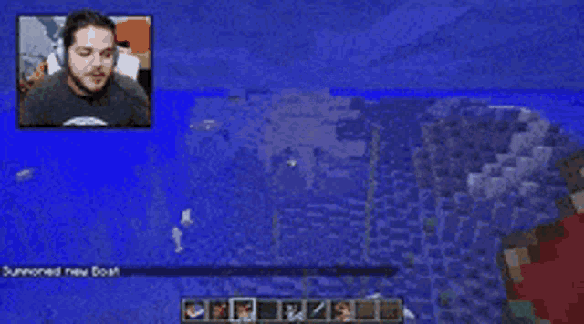a man is playing a video game with a screenshot of his face in the background