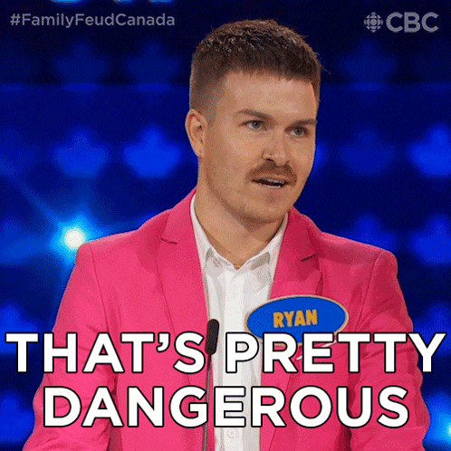 a man in a pink suit is saying that 's pretty dangerous