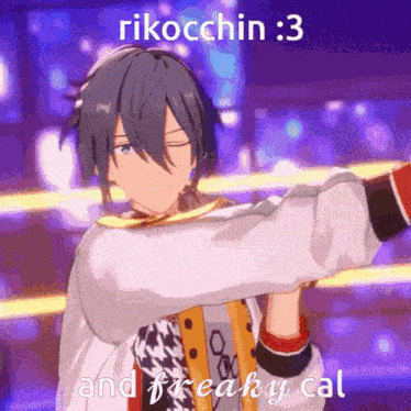 a cartoon character with the words rikocchin 3 and freaky cal