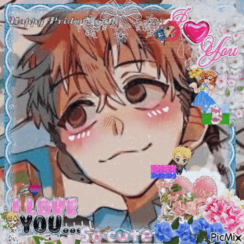 a picture of a boy with the words " i love you " on it